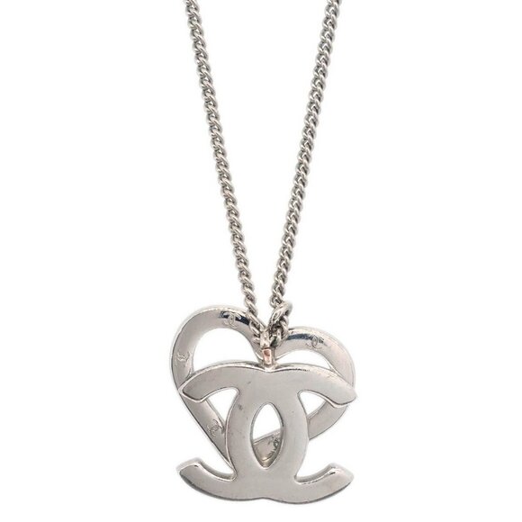 Chanel CC Heart Chain Necklace Silver 04P 195333 - Picture 1 of 4